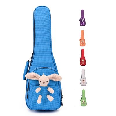 China Waterproof Ukulele Polyester Cloth Double Strap Solid Color Ukulele Bag Gig Bag Backpack (CR-003) With Bear Toy for sale