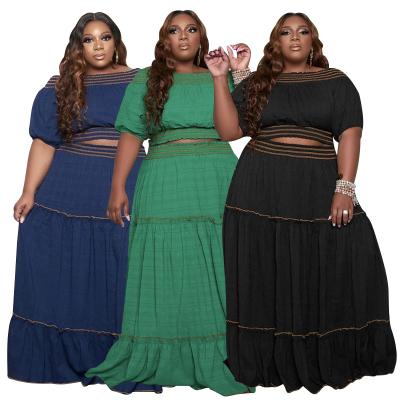 China 2021 Summer New Fashion Women's Plus Size Set Breathable Skirt Two Piece Set For Fat Women for sale