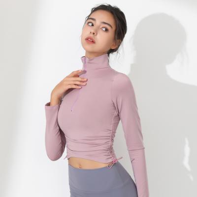 China Turtle Neck Casual Yoga Breathable Professionally Made Soft Crop Tops Yoga Tops Woman Long Sleeve for sale