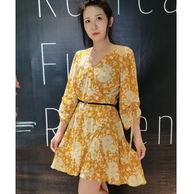 China Washable Wholesale Ladies Printed Dress Rayon Fabric Fashion Women Dress for sale