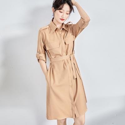 China Autumn Minimalist Longsleeve Casual Women's Breathable Shirt Dress for sale