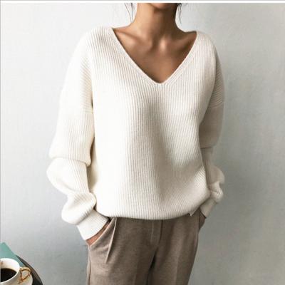 China Wholesale Breathable V Neck Blouse Sweater Ladies Sheath Long Solid Color Blouse Women Sweater Women for sale