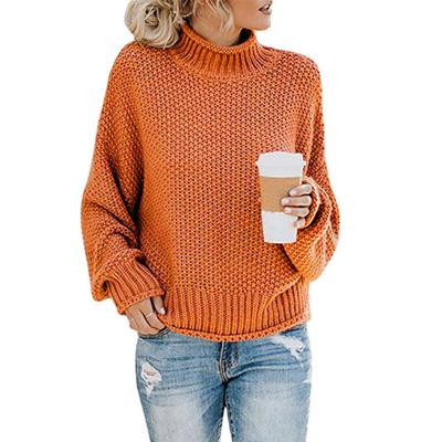 China New Breathable Thick Line Bat Sleeve High Collar Female Side Roll Sweater Women Autumn And Winter Daily Sweater for sale