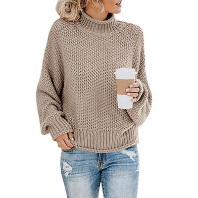 China New autumn and winter breathable thick line European and American edge turtle neck bat-sleeve sweater women for sale