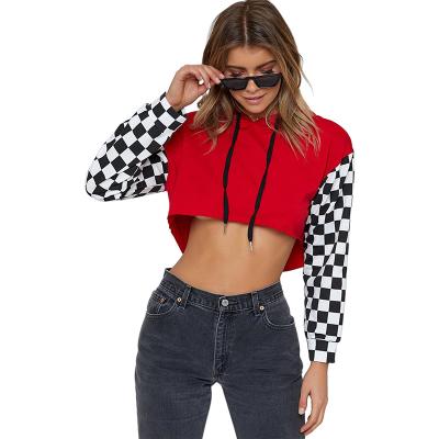 China Breathable Wholesale Long Sleeve Dot Fitted Solid Color Custom Logo Crop Top Hoodies For Women for sale