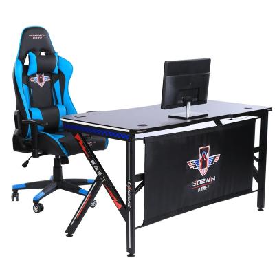 China Simple installation and cool wholesale appearance HJ8002-MDF gaming PC desktop computer packing table RGB light OEM game table for gamer for sale