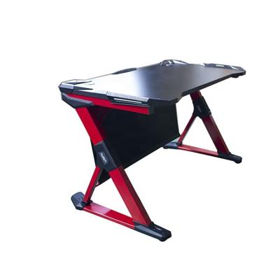 China PC Desk HJ-8005-PB Panel Gaming PC Desktop Computer Racing Table RGB Light OEM Gaming Table for sale