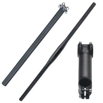 China BMX Toseek black stem 31.8 bicycle mountainbike matte grip bars stem seatpost mtb carbon handlebars bike for sale