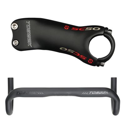 China High carbon fiber Toseek 380 400 420 440 bicycle stem grip bars dropbar top carbon gravel handlebar stem road bike for sale