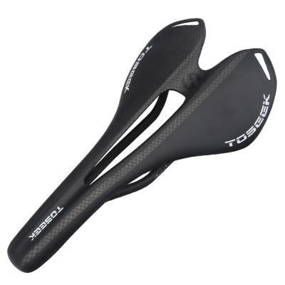 China Toseek ORIGINAL BLACK DESIGN saddle mtb road bike seat 3k carbon fiber bicycle matte lightweight comfortable saddle for sale