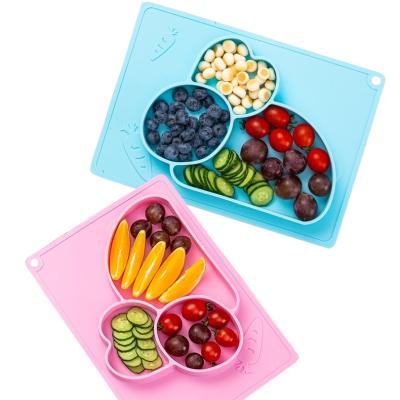 China Food Grade Silicone Wholesale BPA Free Kids Dinner Dish Feeding Dish Baby Straining Suction Dishes Tableware for sale