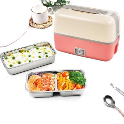 China Fashionable Mini Rice Cooker Portable Heating 304 Stainless Steel Bento Food Container Electric Warmer Bowl for sale