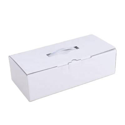 China Custom Recyclable Hot Selling White Corrugated Portable Paper Box Packaging Cardboard Box With Handle for sale