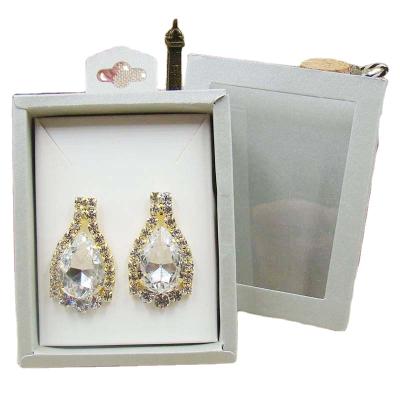 China White PVC Handmade Custom Jewelry Window Square Earring Necklace Gift Packaging Hanging Display Box for sale