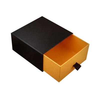 China Recycled Material Custom Size Make Your Own Logo Texture Matte Black Yellow Jewelry Slide Box Packaging for sale