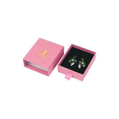 China Recycled Material Custom Printed Color Luxury Drawer Rose Gold Logo Gift Box Sliding Slotted Earrings Jewelry Box Packaging With Logo for sale