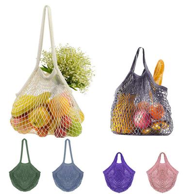 China Eco-Friendly Reusable Cotton Mesh Tote Drawstring Fruit Vegetable Food Bags for sale