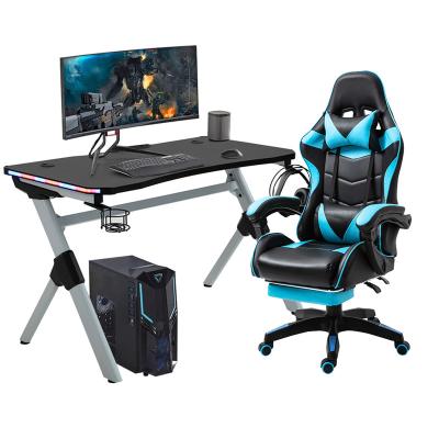 China Other style cheap racing multifunction office table computer game desk with led for sale