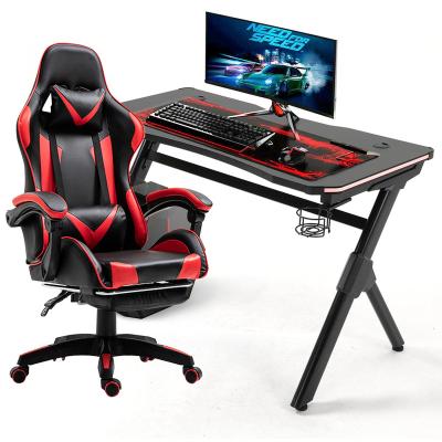 China Other New Design Home Office High Quality Metal K Shape Black Gaming Desk With Cup Holder for sale