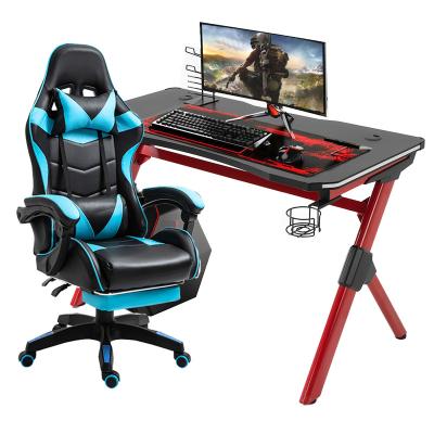 China Other Furniture Design Modern Workstation Led RGB K Shaped PC Office Game Table for sale