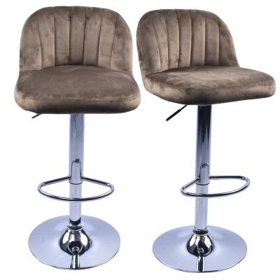 China 360 degree swivel style high metal adjustable restaurant bar stool nordic back leg comfortable velvet for sale