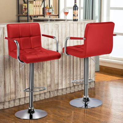 China Custom 360 Degree Swivel High Logo Leather Kitchen Chair Barstool Chair Commercial Adjustable Height Swivel With Back for sale