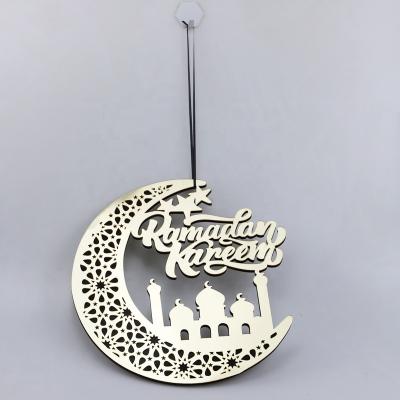 China 2022 Wooden Amazon Party Gifts Festival Home Eid Mubarak Hanging During Ramadan Kareem Mubarak Hanging Pendant For Festival Decoration Islamic for sale