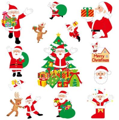 China Santa Elk Snowflake Christmas Window Sticker Merry Christmas Window Sticker 11 Patterns Christmas Window Sticker For Home Decoration New Year Sticker Window PVC Film for sale