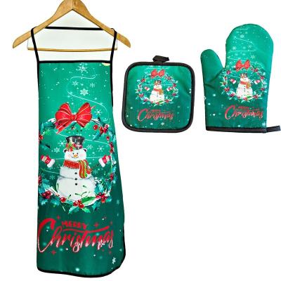 China New Year's Eve Christmas Decoration Tool Microwave Home Supplies Santa Claus Baking Anti-Hot Gloves Pad Oven Xmas Party Decor Kitchen Festival New for sale