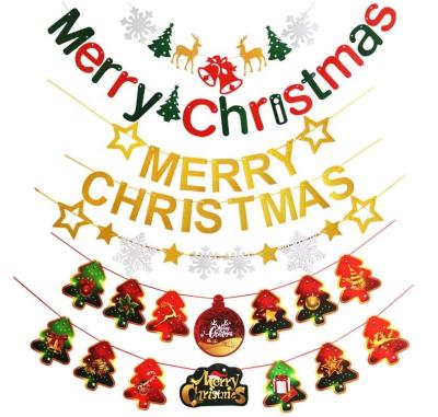 China Same as New 2022 Merry Christmas Photo Decor Garland Christmas Banners Santa Claus Elk Snowman Banner Xmas Flag Tree Banners For Home for sale