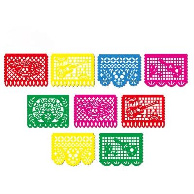 China Like picture multicolored panels 9 15 feet long paper full of festival wishes from the great Papel Picado Mexicano plastic banner for sale