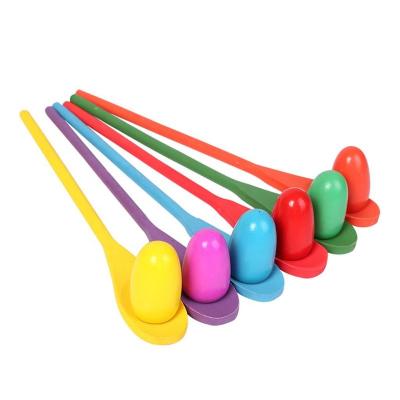 China Festival Decoration Hot Selling Easter Eggs And Spoon 6Pcs Fun Gift Adults Kids Wooden Run Game Set Kids Adults Gift For Partye for sale