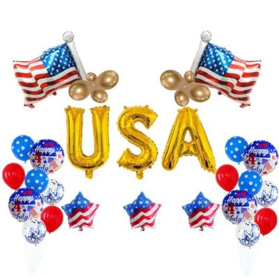 China Toy July 4th Independence Day Balloons Promotional Decoration Set USA National Day Celebration Party Layout Decoration Patriotic Balloons for sale