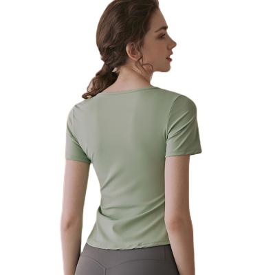 China 2022 New Breathable Yoga Suit Short Sleeve Sports Women's Running Quick Dry Tight Fitting Blouse Shaping Professional Fitness Top for sale