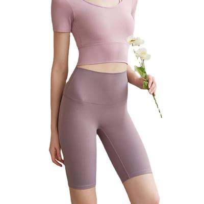 China 2022 breathable European and American nude yoga clothes shorts tight elastic bottoming fitness quick-drying pants for sale