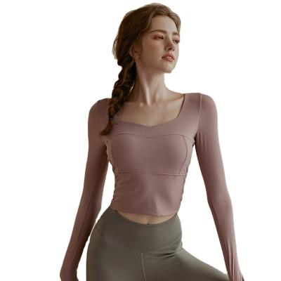 China Breathable 2022 Advanced Sense Pilates Yoga Clothes Top Women's Tight Sleeve Sports T-Shirt Long Running Training Clothes Fitness Clothes for sale