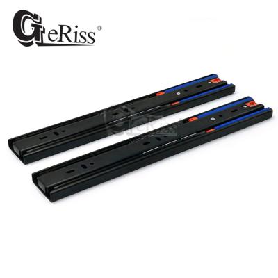 China Geriss 45mm Soft Closing Black Galvanized Full Function Extension Telescopic Drawer Slide, Concealed Drawer Slide Rail for sale