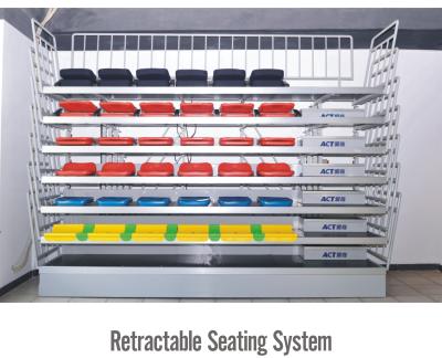 China Hand/Elektrische Doeltreffende Intrekbare Gymnastiekbleachers die Systeem voor Sporthallen zetten Te koop