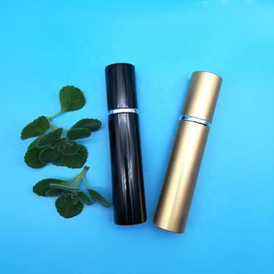 China 10ml 15ml mini black red perfume container color tube metal paint bottle with 15ML aluminum sprayer for sale