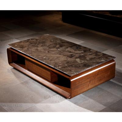 China Best Price Classic Luxury Color Coffee Marble Top Coffee Table Marble Top Wooden Coffee Tea Table for sale