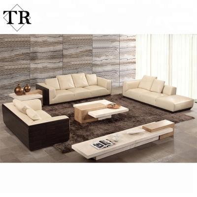 China Hot Selling Living Room Genuine Leather Design 3 2 1 White Genuine Leather Sofa Sofa Set for sale