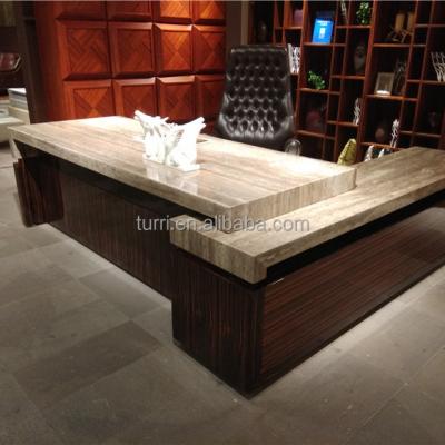 China High Quality Modern Luxury Executive Natural Marble Superior Rectangular Study Marble L Shape Travertine President Office for sale