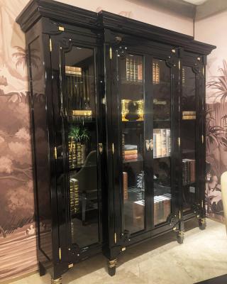 China Italy Convertible Design Book Cabinet Wood Premium Black Glossy Side Cabinet for sale