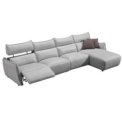 China Sectional Recliner 3 Seat White High Quality Italian Top Grain Recliner Foldable Italian Leather Electric Extended Sofa for sale