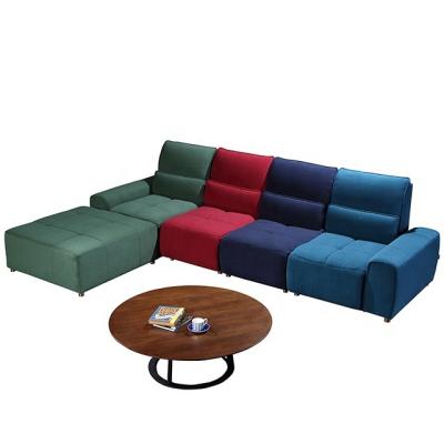 China 4 seater(height) modern design colorful sectional electric modular recliner sofa living room combination free standing fabric corner sofa bed for sale