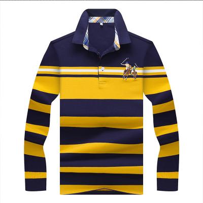 China Anti-pilling Customize wholesale spring autumn mens long sleeve turtleneck stripe t shirt for sale