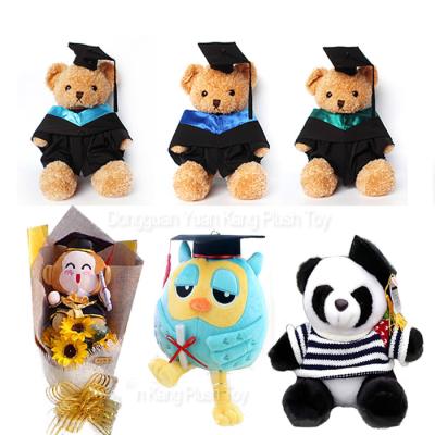 China Silkprint/Heat Transfer/Embroidery Silkprint/Heat Transfer/Custom Plush Toy Stuffed Animals Graduation Panda Bear Bouquet Owl Doll Teddy Embroidery for sale