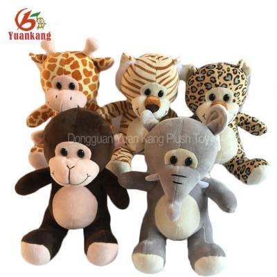 China Plush Toys Assorted Soft Toys Assorted Kids Baby Mini Plush Stuffed Animals Assorted Cute Toys Elephant/Leopard/Tiger/Giraffe/Monkey for sale