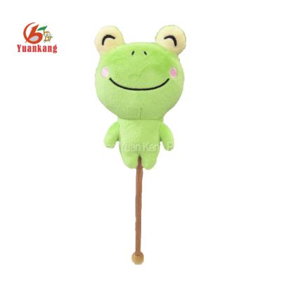 China Custom High Quality Cute Stuffed Plush Green Frog Plush Toys Hammer Animal Stick Massage Soft Toy for sale