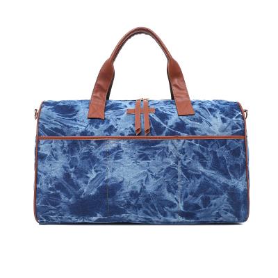 China 2020 Durable Large Waist Denim Travel Bag Duffle Bag Tote Weekend Gym Travel Bag for sale